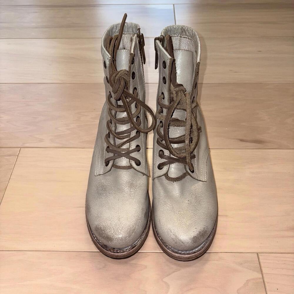 Freebird by Steven Womens Manchester Leather Combat Boots Taupe Distressed 8 - Picture 4 of 8